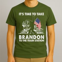 It's Time To Take Brandon To The Train Station Bigfoot USA Flag T-Shirt