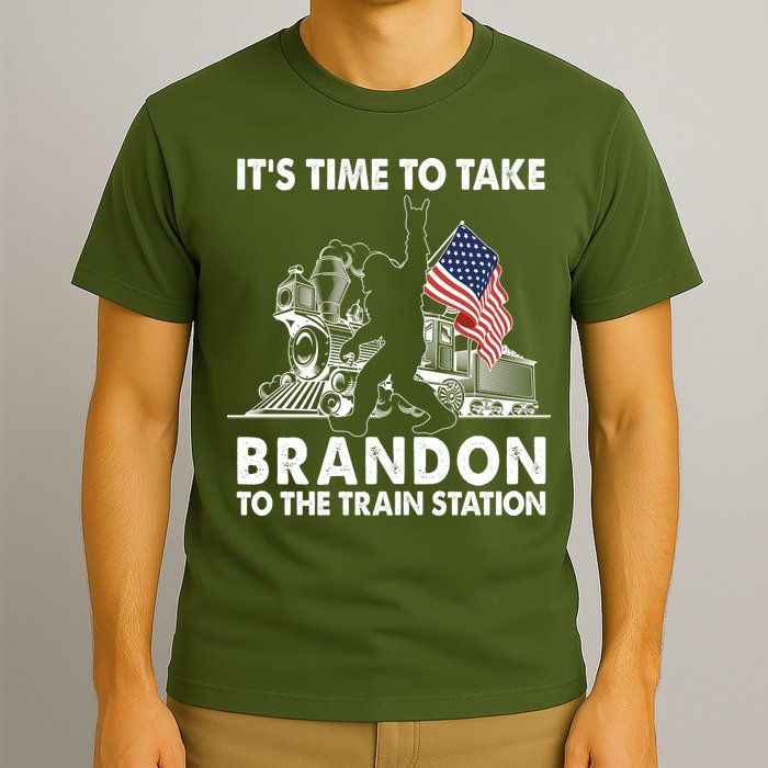 It's Time To Take Brandon To The Train Station Bigfoot USA Flag T-Shirt