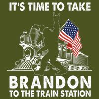 It's Time To Take Brandon To The Train Station Bigfoot USA Flag T-Shirt