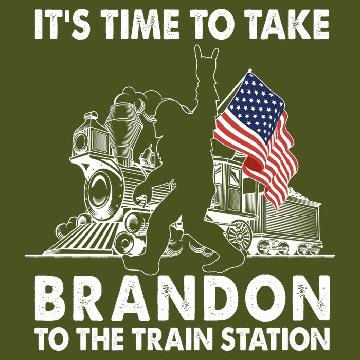 It's Time To Take Brandon To The Train Station Bigfoot USA Flag T-Shirt