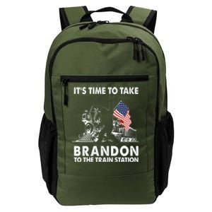 It's Time To Take Brandon To The Train Station Bigfoot USA Flag Daily Commute Backpack