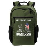 It's Time To Take Brandon To The Train Station Bigfoot USA Flag Daily Commute Backpack