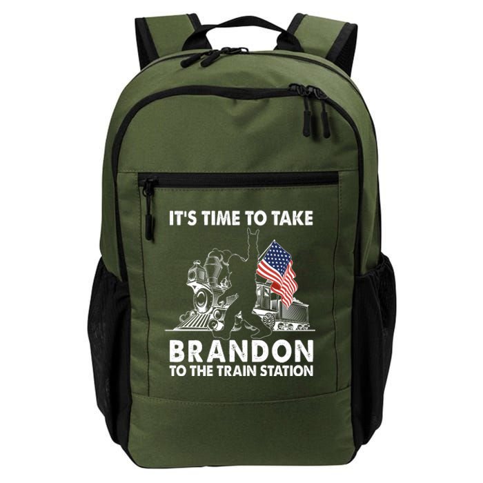 It's Time To Take Brandon To The Train Station Bigfoot USA Flag Daily Commute Backpack