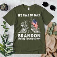 It's Time To Take Brandon To The Train Station Bigfoot USA Flag Premium T-Shirt