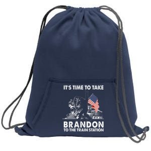 It's Time To Take Brandon To The Train Station Bigfoot USA Flag Sweatshirt Cinch Pack Bag