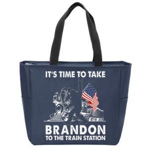 It's Time To Take Brandon To The Train Station Bigfoot USA Flag Zip Tote Bag