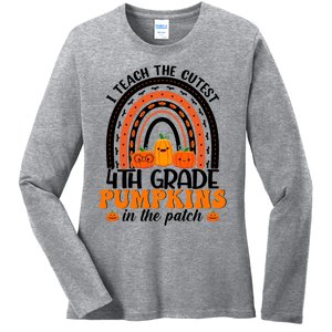 I Teach The Cutest Pumpkins Halloween 4Th Grade Teacher Great Gift Ladies Long Sleeve Shirt