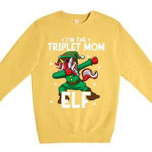 IM The Triplet Mom Elf Unicorn Mother Of Triplets Christmas Great Gift Premium Crewneck Sweatshirt