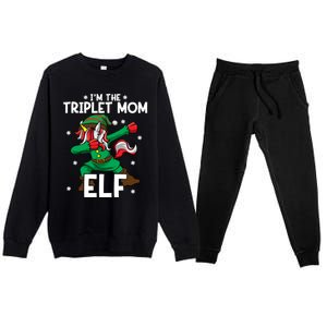 IM The Triplet Mom Elf Unicorn Mother Of Triplets Christmas Great Gift Premium Crewneck Sweatsuit Set