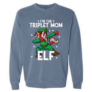 IM The Triplet Mom Elf Unicorn Mother Of Triplets Christmas Great Gift Garment-Dyed Sweatshirt