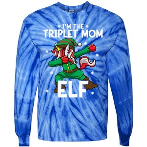 IM The Triplet Mom Elf Unicorn Mother Of Triplets Christmas Great Gift Tie-Dye Long Sleeve Shirt