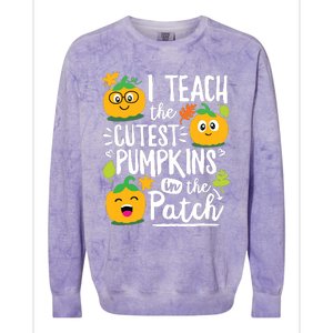 I Teach The Cutest Pumpkins In The Patch Teacher Halloween Colorblast Crewneck Sweatshirt