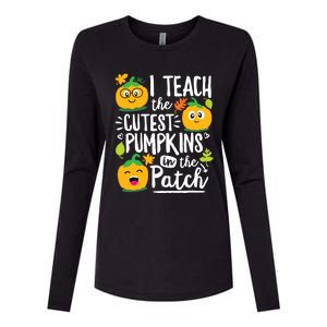 I Teach The Cutest Pumpkins In The Patch Teacher Halloween Womens Cotton Relaxed Long Sleeve T-Shirt