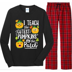 I Teach The Cutest Pumpkins In The Patch Teacher Halloween Long Sleeve Pajama Set