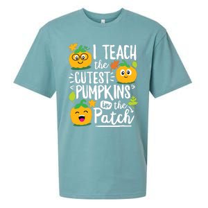 I Teach The Cutest Pumpkins In The Patch Teacher Halloween Sueded Cloud Jersey T-Shirt