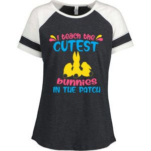 I Teach The Cutest Bunnies In The Patch Teacher Easter Day Gift Enza Ladies Jersey Colorblock Tee