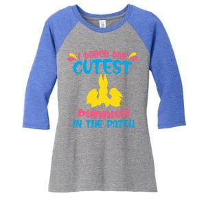 I Teach The Cutest Bunnies In The Patch Teacher Easter Day Gift Women's Tri-Blend 3/4-Sleeve Raglan Shirt