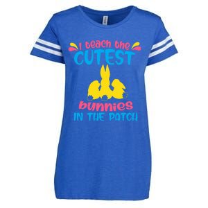 I Teach The Cutest Bunnies In The Patch Teacher Easter Day Gift Enza Ladies Jersey Football T-Shirt