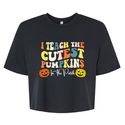 I Teach The Cutest Pumpkins In The Patch Teacher Fall Bella+Canvas Jersey Crop Tee