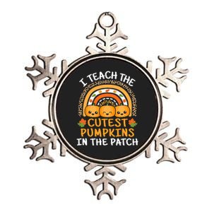 I Teach The Cutest Pumpkins In The Patch Teacher Halloween Leopard Rainbow Metallic Star Ornament