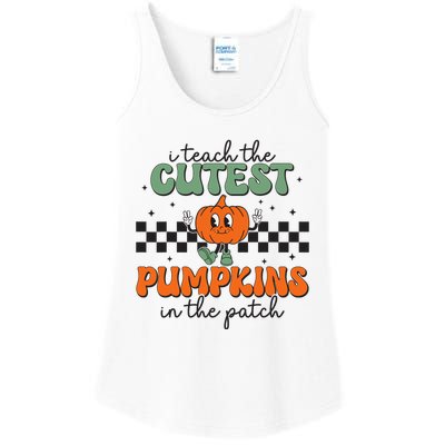 I Teach The Cutest Pumpkins In The Patch Retro Teacher Fall Ladies Essential Tank