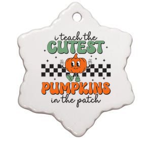 I Teach The Cutest Pumpkins In The Patch Retro Teacher Fall Ceramic Star Ornament