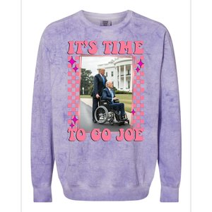 Its Time To Go Joe Wheelchair Funny Trump 2024 Retro Colorblast Crewneck Sweatshirt