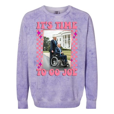 Its Time To Go Joe Wheelchair Funny Trump 2024 Retro Colorblast Crewneck Sweatshirt