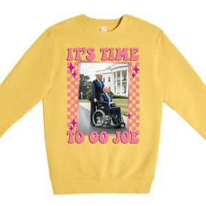 Its Time To Go Joe Wheelchair Funny Trump 2024 Retro Premium Crewneck Sweatshirt