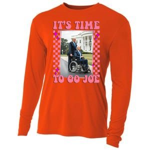 Its Time To Go Joe Wheelchair Funny Trump 2024 Retro Cooling Performance Long Sleeve Crew