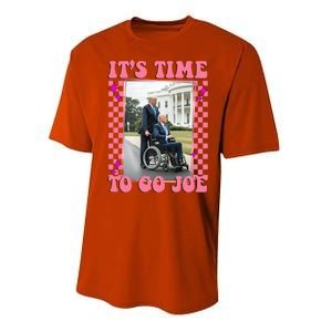 Its Time To Go Joe Wheelchair Funny Trump 2024 Retro Performance Sprint T-Shirt