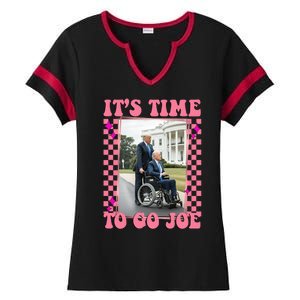 Its Time To Go Joe Wheelchair Funny Trump 2024 Retro Ladies Halftime Notch Neck Tee