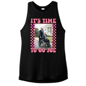 Its Time To Go Joe Wheelchair Funny Trump 2024 Retro Ladies PosiCharge Tri-Blend Wicking Tank