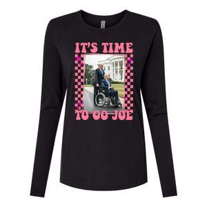 Its Time To Go Joe Wheelchair Funny Trump 2024 Retro Womens Cotton Relaxed Long Sleeve T-Shirt