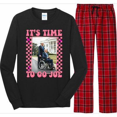 Its Time To Go Joe Wheelchair Funny Trump 2024 Retro Long Sleeve Pajama Set