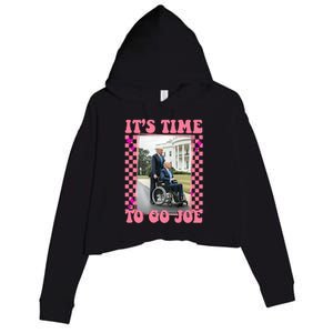 Its Time To Go Joe Wheelchair Funny Trump 2024 Retro Crop Fleece Hoodie