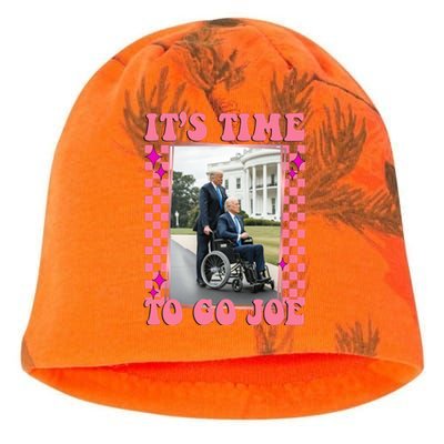 Its Time To Go Joe Wheelchair Funny Trump 2024 Retro Kati - Camo Knit Beanie