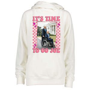 Its Time To Go Joe Wheelchair Funny Trump 2024 Retro Womens Funnel Neck Pullover Hood