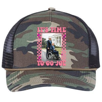 Its Time To Go Joe Wheelchair Funny Trump 2024 Retro Retro Rope Trucker Hat Cap