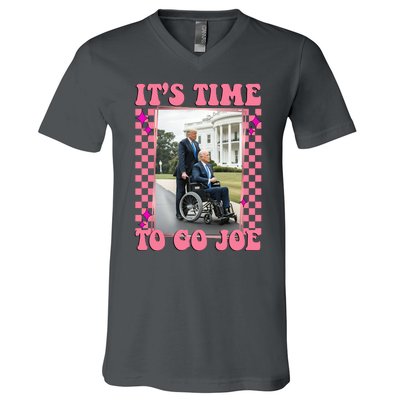 Its Time To Go Joe Wheelchair Funny Trump 2024 Retro V-Neck T-Shirt