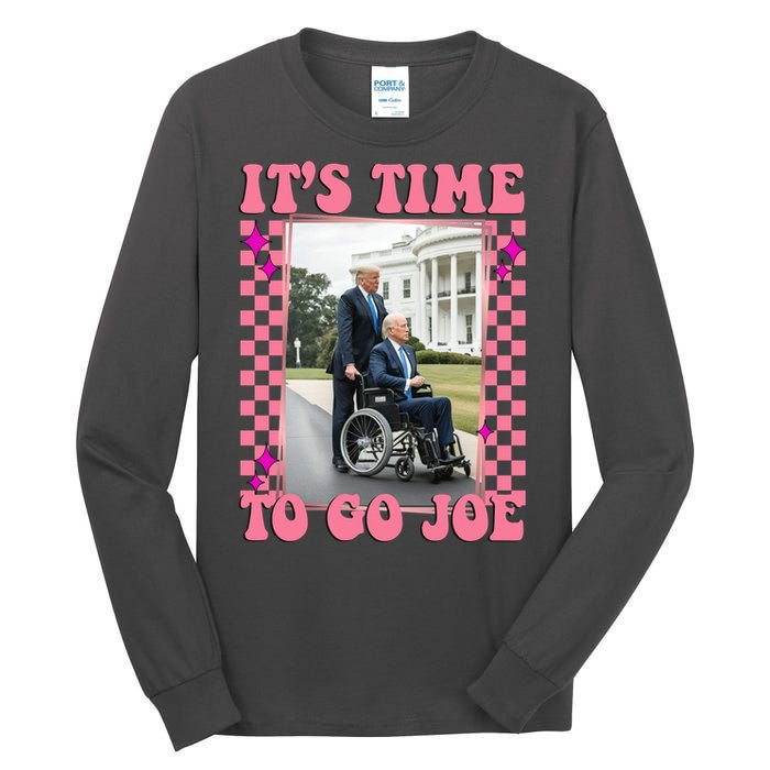 Its Time To Go Joe Wheelchair Funny Trump 2024 Retro Tall Long Sleeve T-Shirt