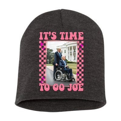 Its Time To Go Joe Wheelchair Funny Trump 2024 Retro Short Acrylic Beanie