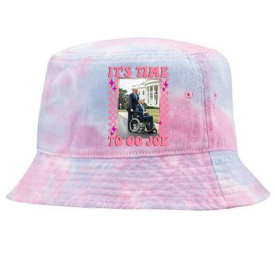 Its Time To Go Joe Wheelchair Funny Trump 2024 Retro Tie-Dyed Bucket Hat