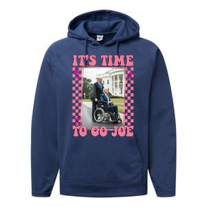 Its Time To Go Joe Wheelchair Funny Trump 2024 Retro Performance Fleece Hoodie