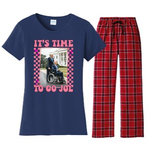 Its Time To Go Joe Wheelchair Funny Trump 2024 Retro Women's Flannel Pajama Set