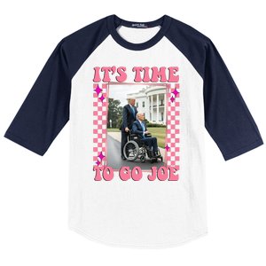 Its Time To Go Joe Wheelchair Funny Trump 2024 Retro Baseball Sleeve Shirt