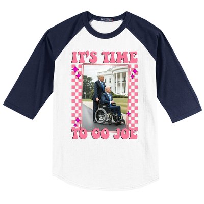 Its Time To Go Joe Wheelchair Funny Trump 2024 Retro Baseball Sleeve Shirt