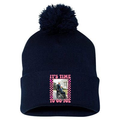 Its Time To Go Joe Wheelchair Funny Trump 2024 Retro Pom Pom 12in Knit Beanie