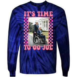 Its Time To Go Joe Wheelchair Funny Trump 2024 Retro Tie-Dye Long Sleeve Shirt