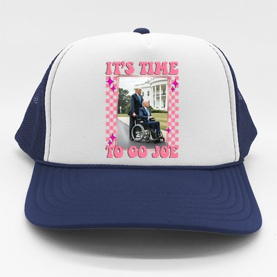 Its Time To Go Joe Wheelchair Funny Trump 2024 Retro Trucker Hat